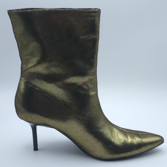 ZARA METALLIC Size 6 Thin Heel‎ Ankle Boots Gold Size 36 3143/010 - Picture 10 of 12